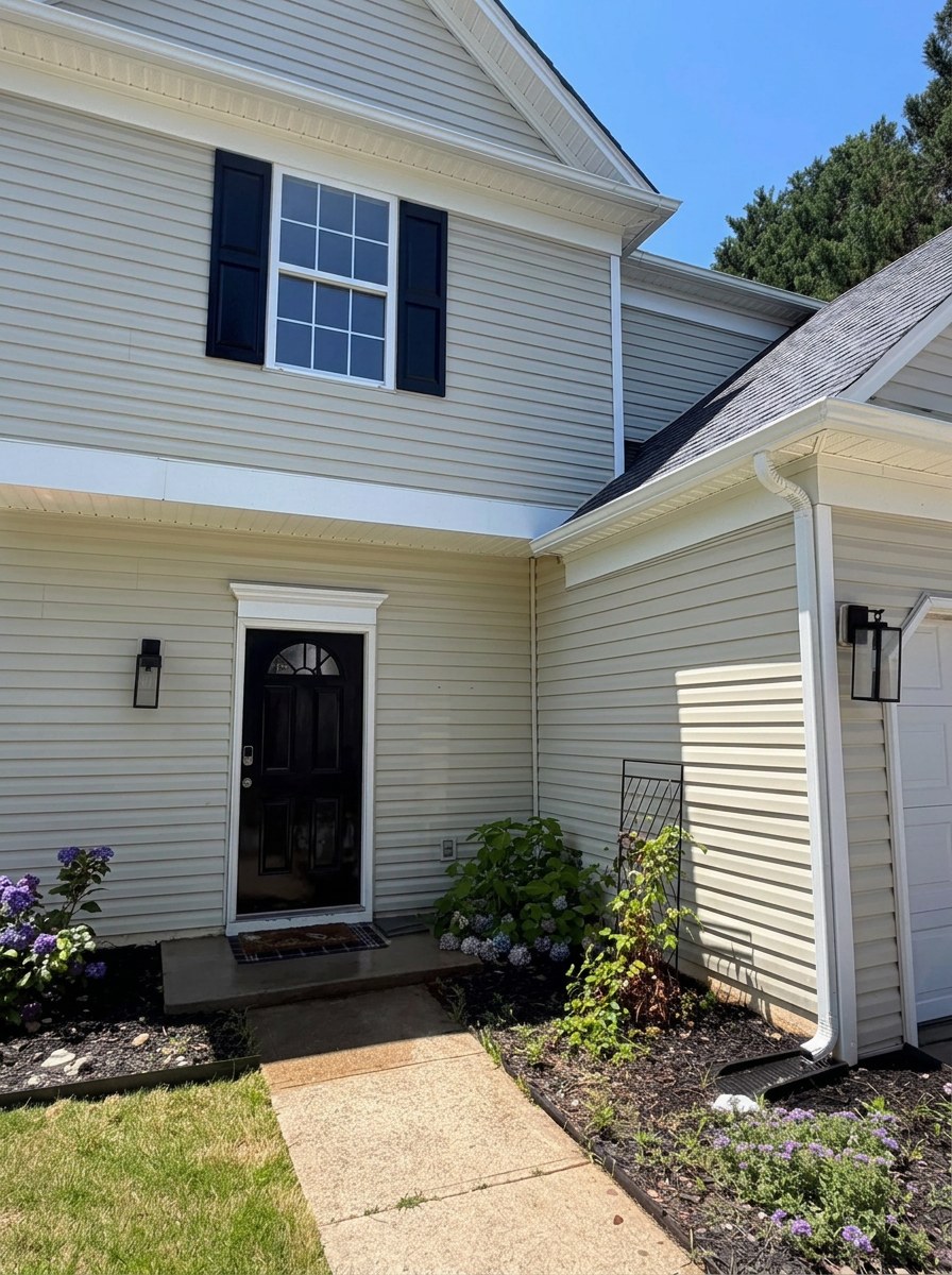 Freshly soft washed home exterior and entryway